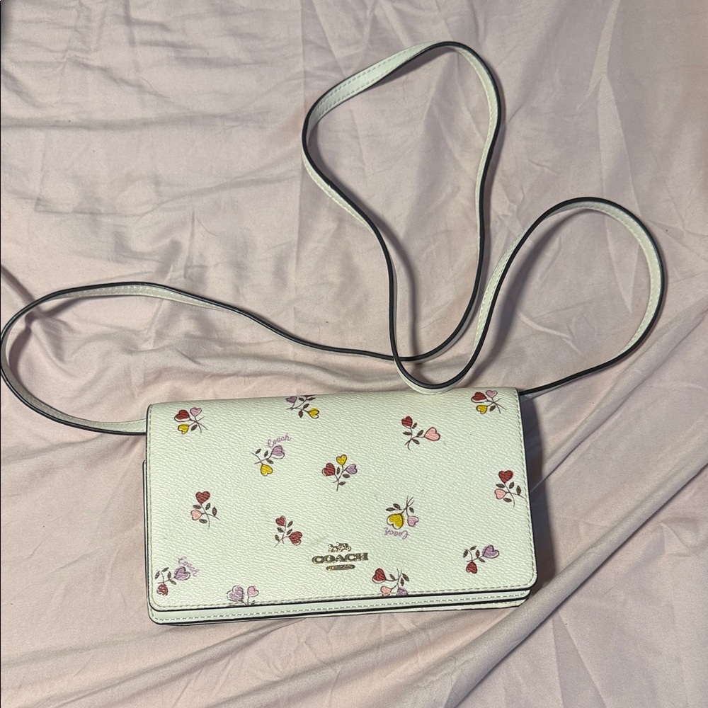 Coach Cream Crossbody Bag with Floral Design